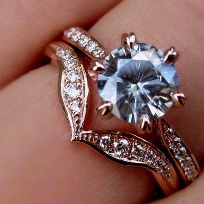 Rose Gold Filled Natural Moissanite Ring for Women – Elegant Fashion Jewelry, Original Design