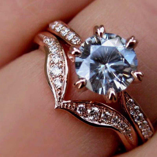 Rose Gold Filled Natural Moissanite Ring for Women – Elegant Fashion Jewelry, Original Design