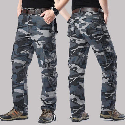 Men's Heavy-Duty Cotton Camouflage Cargo Pants, Durable Straight-Leg Military-Style Trousers, Comfortable Loose Fit for Outdoor and Work