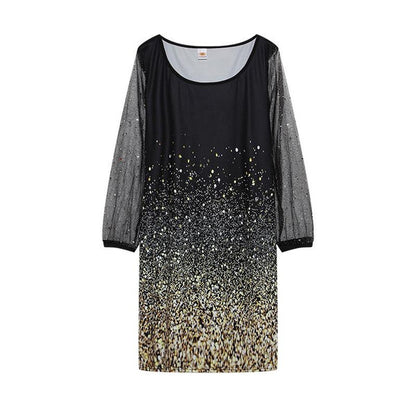 Sequin Mesh Sheer Dress for Women, Elegant See-Through Party Evening Gown