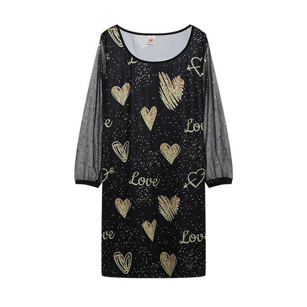 Sequin Mesh Sheer Dress for Women, Elegant See-Through Party Evening Gown