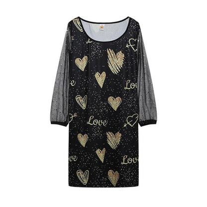 Sequin Mesh Sheer Dress for Women, Elegant See-Through Party Evening Gown