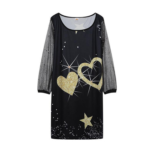 Sequin Mesh Sheer Dress for Women, Elegant See-Through Party Evening Gown