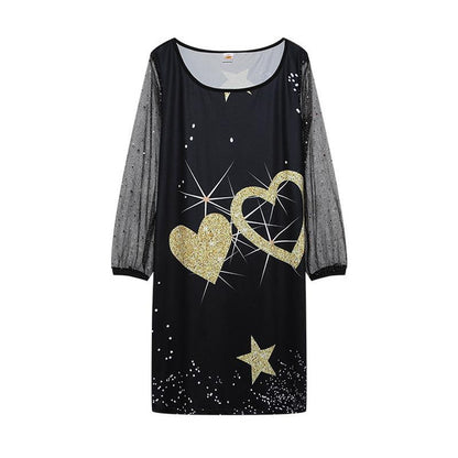 Sequin Mesh Sheer Dress for Women, Elegant See-Through Party Evening Gown