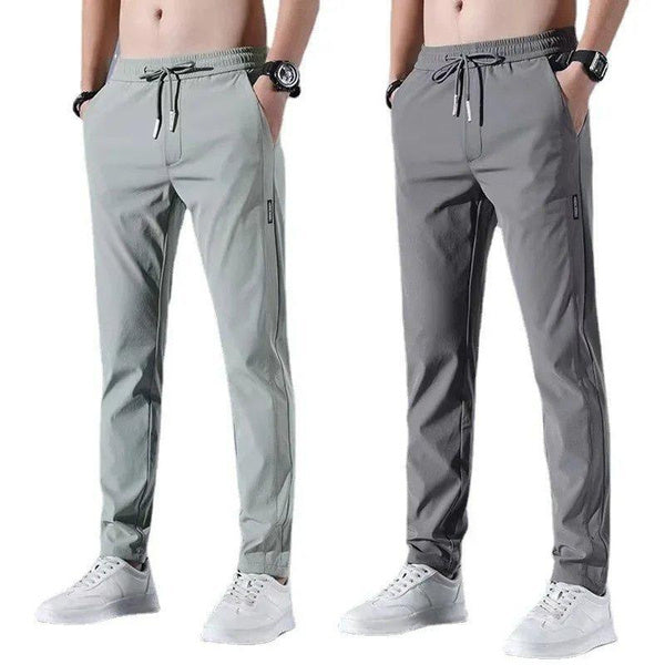 Men’s Lightweight Ice Silk Casual Pants – Breathable, Loose-Fit, Trendy Straight-Leg 9/10 Length Trousers for Work & Sports