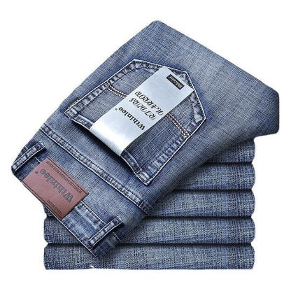 Men’s Slim Fit Stretch Denim Jeans – Classic Straight-Leg Business Casual Pants