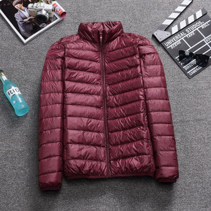 Plus Size Lightweight Men's Down Jacket, Short Winter Coat for Middle-Aged and Older Men, Comfortable Fit for Big and Tall