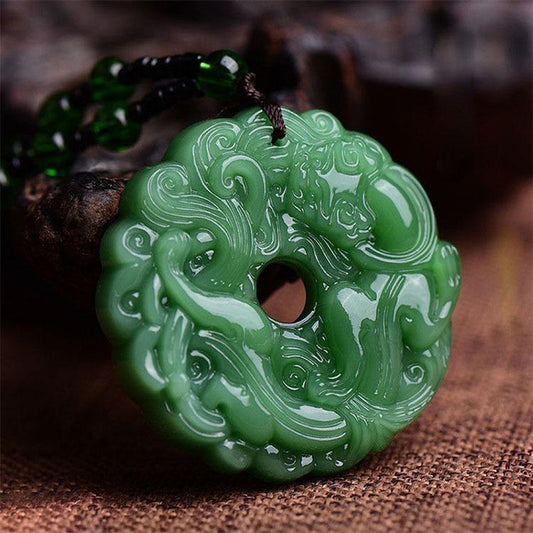 Jade Green Pi Xiu Pendant Necklace, Lucky Amulet for Men and Women, Unique Safety Talisman Jewelry