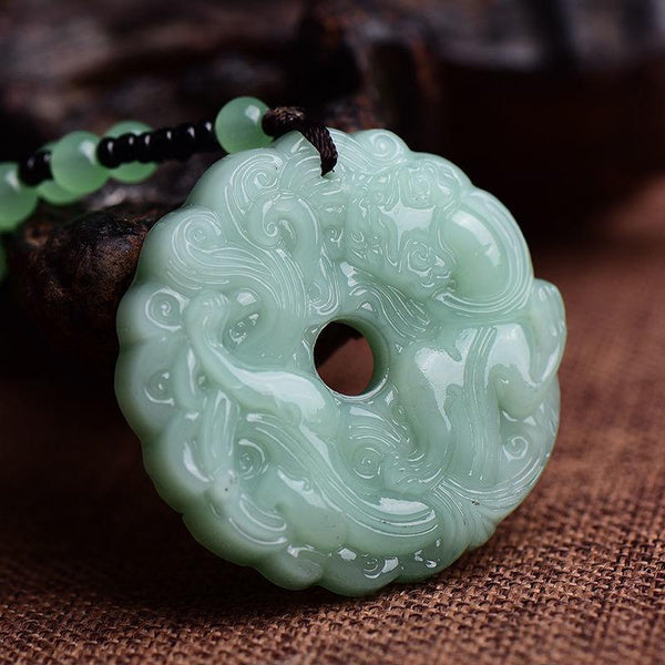 Jade Green Pi Xiu Pendant Necklace, Lucky Amulet for Men and Women, Unique Safety Talisman Jewelry
