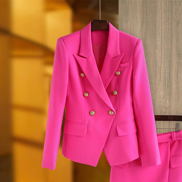 Temperament Commuter Suit Double-Breasted Suit Collar Black Solid Color European And American Slim Fit Version Coat A Generation Of Hair