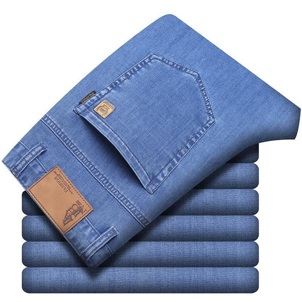 Premium Men’s Stretch Denim Jeans – Soft, Lightweight, Comfortable Fit for Mature Men