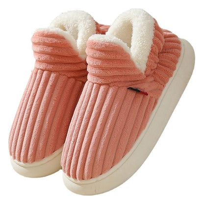 Cotton Slippers Women'S Autumn And Winter Thick Bottom Home Warm Couple Slippers Home Non-Slip Men'S Bag With Cotton Slippers