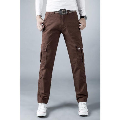 Men’s Cotton Cargo Pants with Multiple Pockets, Loose Fit Straight Leg Outdoor Casual Trousers
