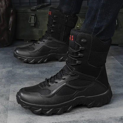 German Special Forces Tactical Boots – Waterproof, Mid-Cut Paratrooper Combat Boots, Winter Military Martin Boots, Desert Outdoor Footwear
