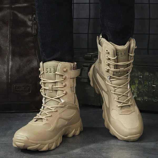 German Special Forces Tactical Boots – Waterproof, Mid-Cut Paratrooper Combat Boots, Winter Military Martin Boots, Desert Outdoor Footwear