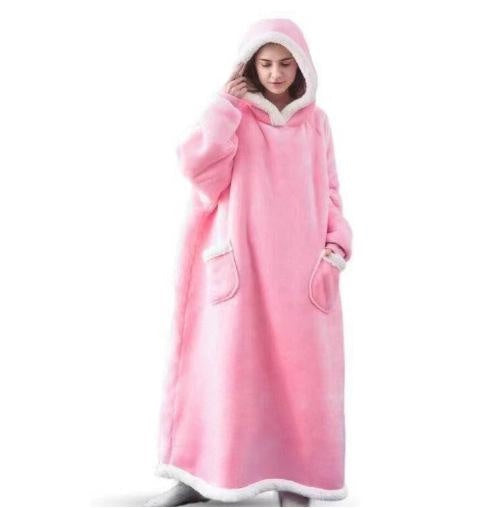 아늑한 플리스 풀오버 블랭킷 후드 티셔츠 - 매우 따뜻하고 길며, 실내외 사용에 적합, 남녀공용 커플 디자인