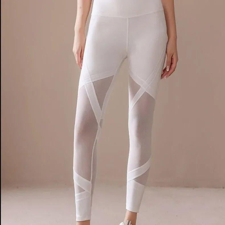 High Waist Mesh Yoga Leggings for Women, Summer Quick-Dry, Breathable, Slimming Workout Pants for Pilates, Running & Fitness