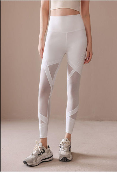 High Waist Mesh Yoga Leggings for Women, Summer Quick-Dry, Breathable, Slimming Workout Pants for Pilates, Running & Fitness