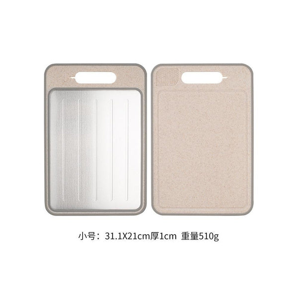 Stainless Steel Multifunctional Cutting Board with Built-in Knife Sharpener, Garlic Grinder, Meat Chopping and Double-Sided Aluminum Defrosting Board