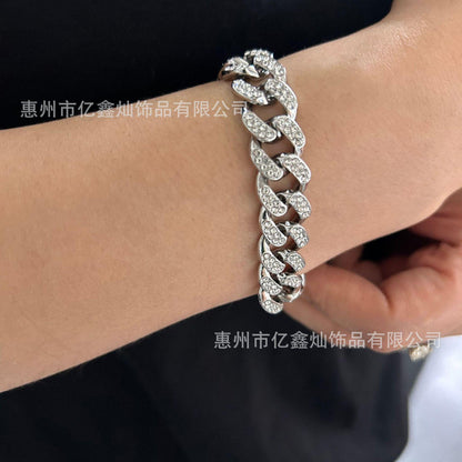 13mm Iced Out Cuban Link Chain Bracelet & Necklace, Hip Hop Gold Plated Jewelry for Men and Women