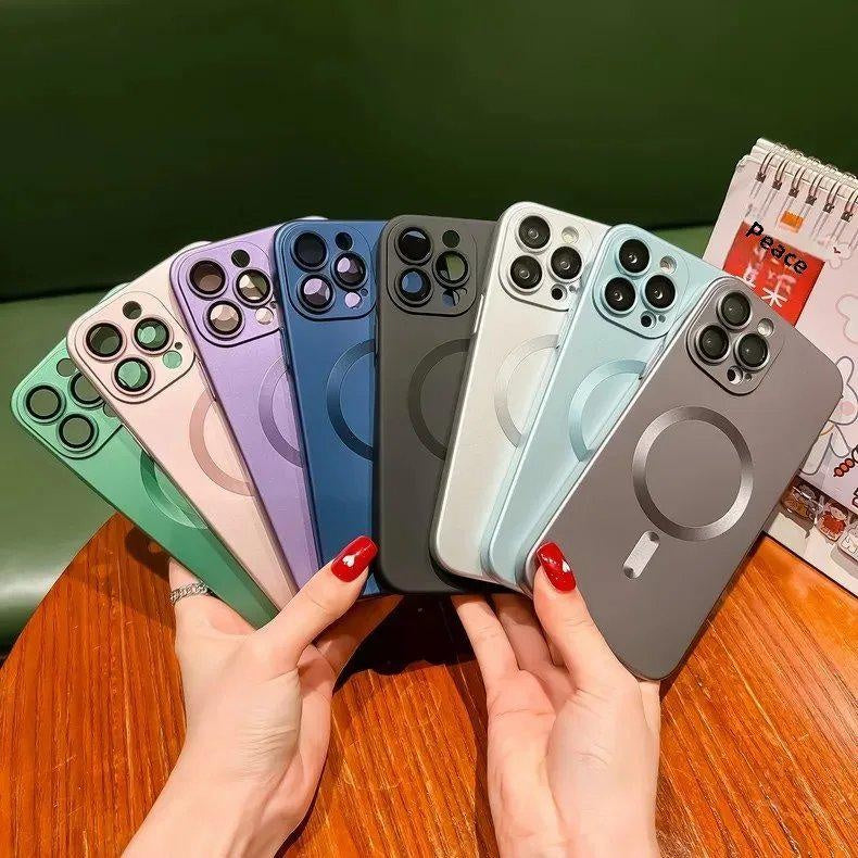 Magnetic Matte TPU Silicone Case for iPhone 15 Pro Max, 14, 13, 12 – Slim Shockproof Protective Cover