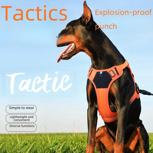 Reflective Tactical Dog Harness Vest with No-Pull Leash – Adjustable and Breathable for Pets