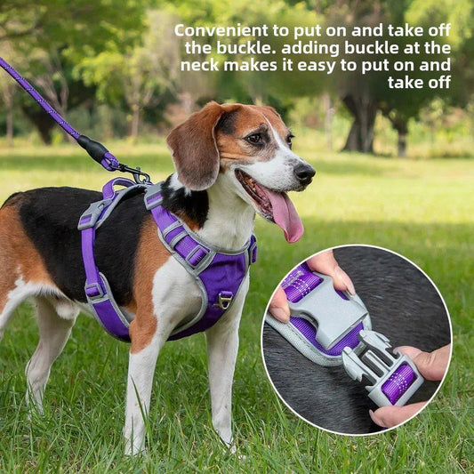 Double-Layer No-Pull Dog Harness Leash Set, Reflective Colorblock Vest for Small, Medium, and Large Dogs, Anti-Pull and Adjustable Walking Harness