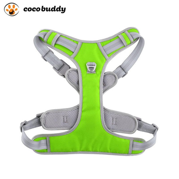 이중 레이어 풀링 방지 개 하네스 목줄 세트, 소형, 중형, 대형견용 반사 컬러블록 조끼, 풀링 방지 및 조절 가능한 산책 하네스