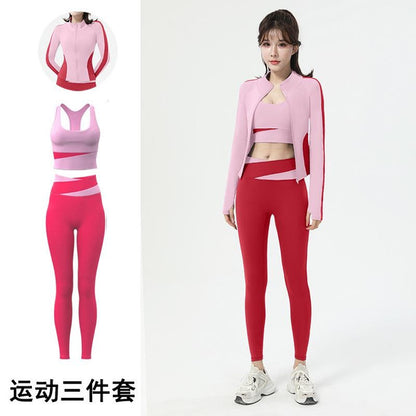 Women’s Slim Fit Zip-Up Yoga Jacket – Long Sleeve Athletic Top, Stand Collar Sportswear, Stylish Workout Outerwear Set