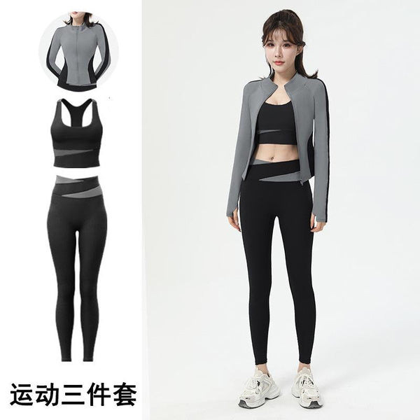 Women’s Slim Fit Zip-Up Yoga Jacket – Long Sleeve Athletic Top, Stand Collar Sportswear, Stylish Workout Outerwear Set