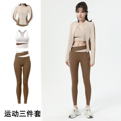 Women’s Slim Fit Zip-Up Yoga Jacket – Long Sleeve Athletic Top, Stand Collar Sportswear, Stylish Workout Outerwear Set