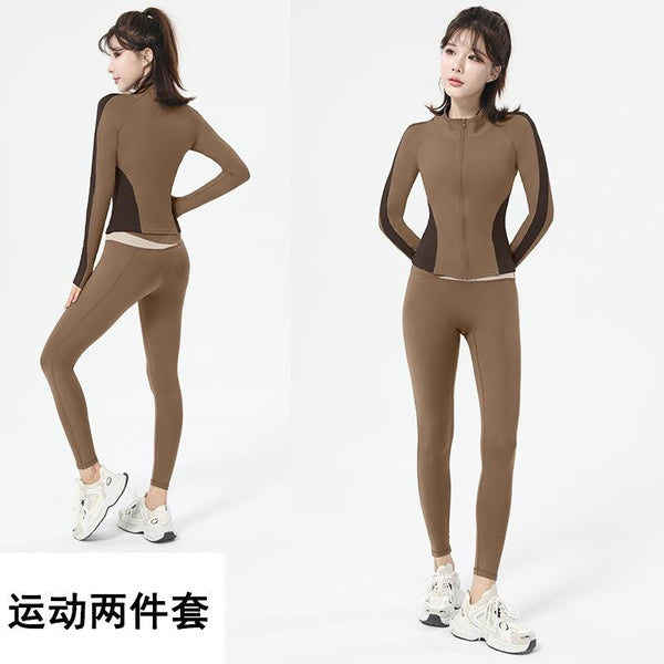 Women’s Slim Fit Zip-Up Yoga Jacket – Long Sleeve Athletic Top, Stand Collar Sportswear, Stylish Workout Outerwear Set