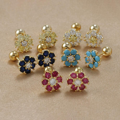 Elegant Floral Zircon Earrings with S925 Silver Posts – Chic and Sparkling Design