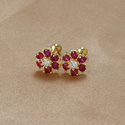 Elegant Floral Zircon Earrings with S925 Silver Posts – Chic and Sparkling Design