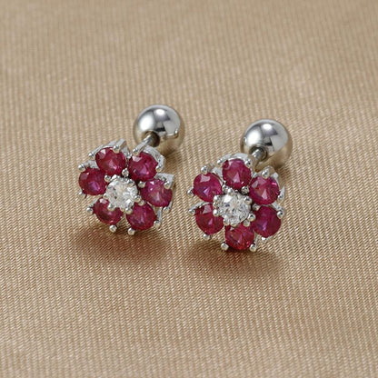 Elegant Floral Zircon Earrings with S925 Silver Posts – Chic and Sparkling Design