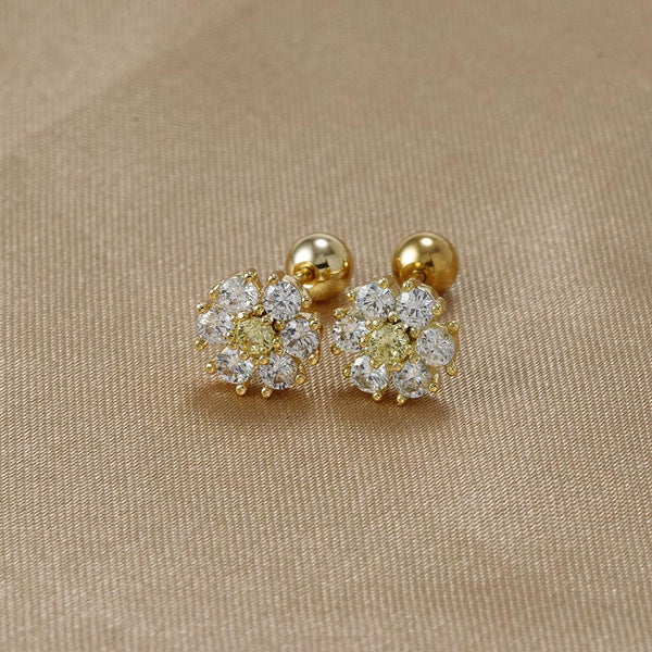Elegant Floral Zircon Earrings with S925 Silver Posts – Chic and Sparkling Design