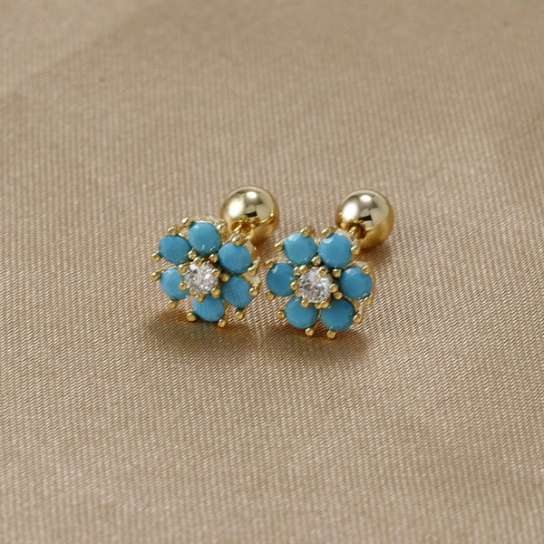 Elegant Floral Zircon Earrings with S925 Silver Posts – Chic and Sparkling Design