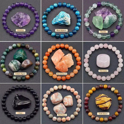 8mm Apatite Sunstone Beaded Bracelet – Handmade Natural Agate & Crystal Stone Jewelry