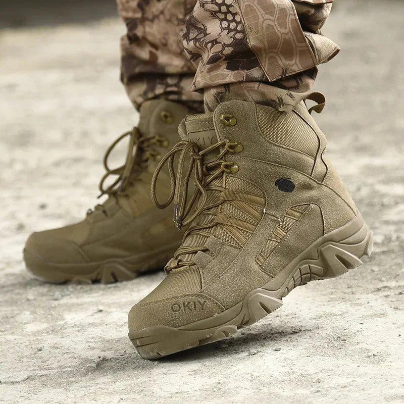 Men’s Tactical High-Top Boots Outdoor Hiking & Combat Shoes, Large Size, Durable Military Style