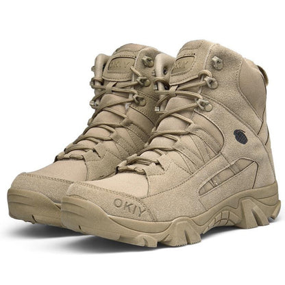 Men’s Tactical High-Top Boots Outdoor Hiking & Combat Shoes, Large Size, Durable Military Style