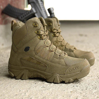 Men’s Tactical High-Top Boots Outdoor Hiking & Combat Shoes, Large Size, Durable Military Style