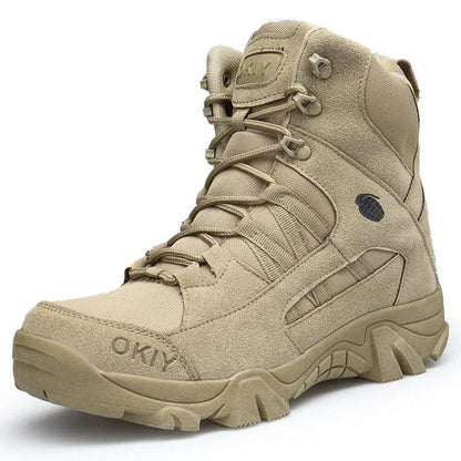 Men’s Tactical High-Top Boots Outdoor Hiking & Combat Shoes, Large Size, Durable Military Style