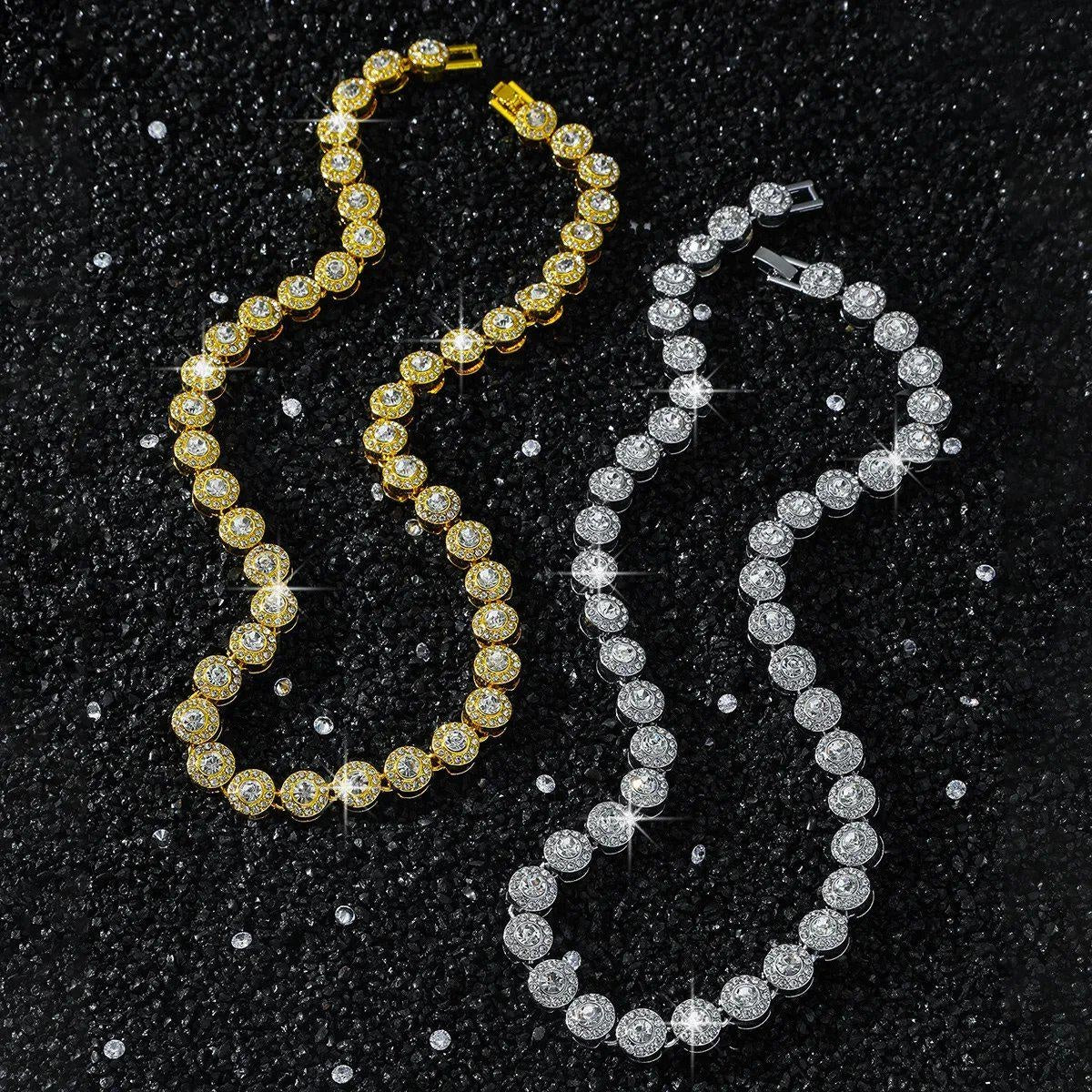 Men’s 10mm Round Diamond Chain Necklace – Hip Hop Street Style Iced Out Cuban Link Jewelry