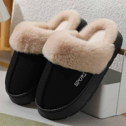 Plush Lined Thick Sole Indoor Slippers for Women, Warm Non-Slip Winter House Shoes