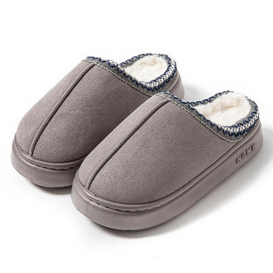 Suede Fur-Lined Slippers with EVA Sole, Indoor Outdoor Warm House Shoes for Men and Women Couples