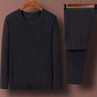 Men's Thermal Underwear Set, Double-Sided Fleece, Warm Self-Heating Long Johns, Crew Neck & Stand Collar Options, Cold Weather Base Layer