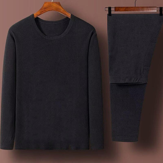 Men's Thermal Underwear Set, Double-Sided Fleece, Warm Self-Heating Long Johns, Crew Neck & Stand Collar Options, Cold Weather Base Layer