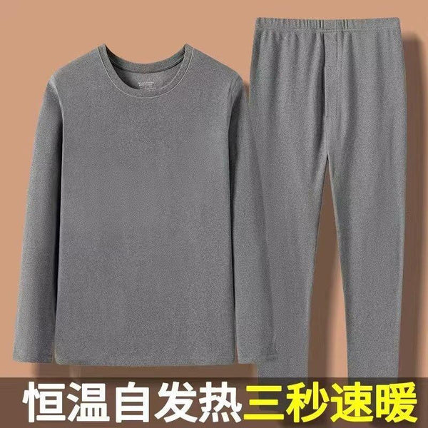 Men's Thermal Underwear Set, Double-Sided Fleece, Warm Self-Heating Long Johns, Crew Neck & Stand Collar Options, Cold Weather Base Layer