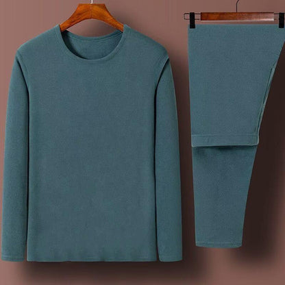 Men's Thermal Underwear Set, Double-Sided Fleece, Warm Self-Heating Long Johns, Crew Neck & Stand Collar Options, Cold Weather Base Layer