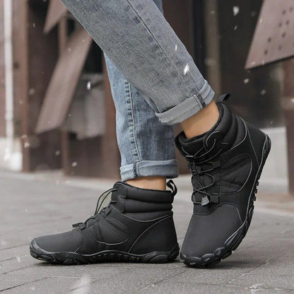 Men’s Winter Waterproof Hiking Boots, Fur-Lined Non-Slip Five-Toe Sneakers, Warm Outdoor Walking Shoes for Snow